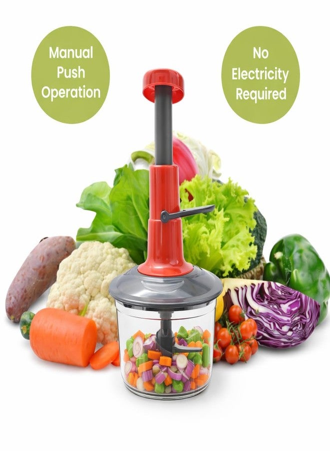 EQUALSUM Manual Push Vegetable Chopper 650 ml | Hand Press Onion & Veg Chopper | Plastic Kitchen Cutter Tool - Image 5